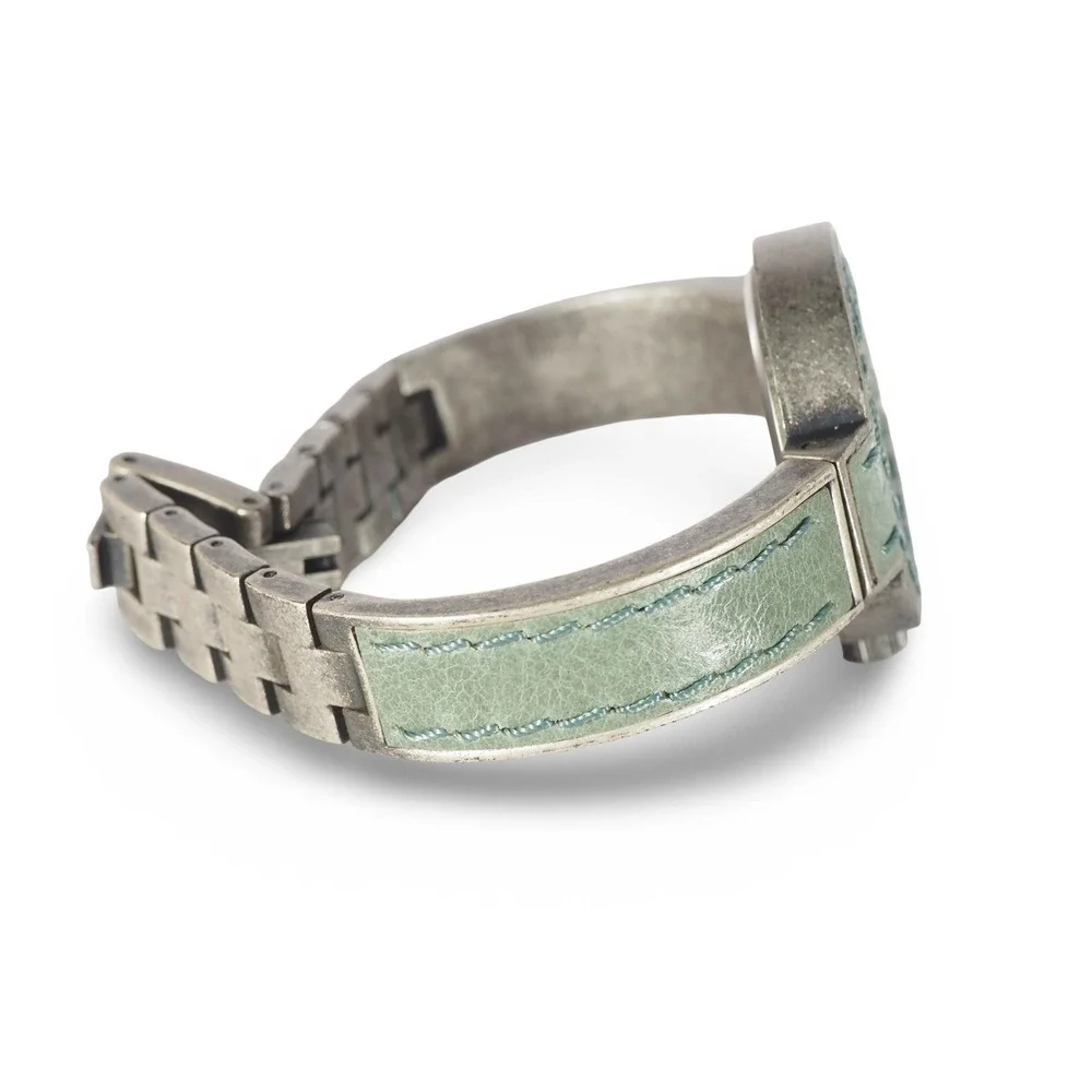 Lucky Brand Analog Watch Women OS Teal Green‎ Leather 16/1017 Peace Sign Boho